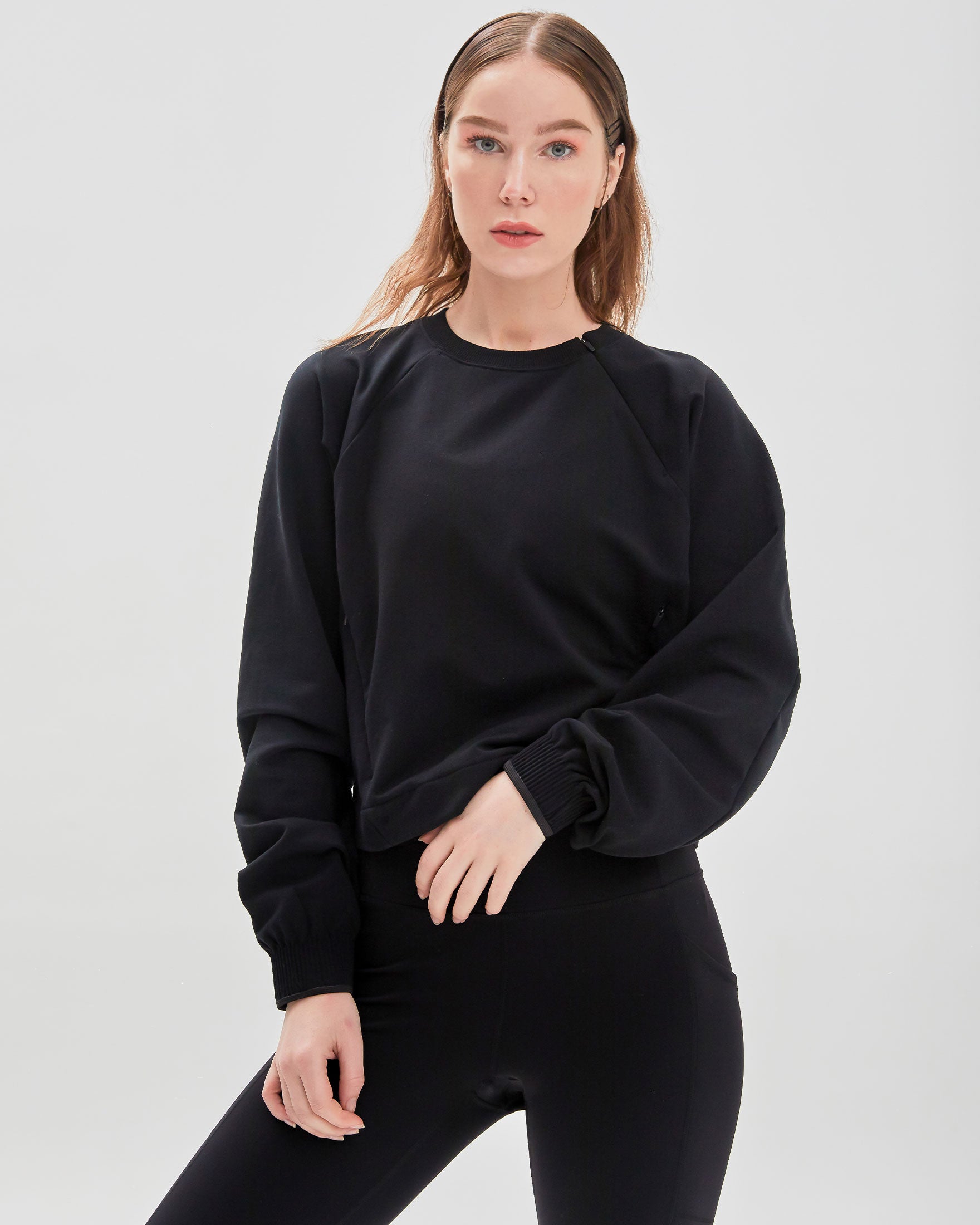 City Zip Crop Crewneck Sweatshirt